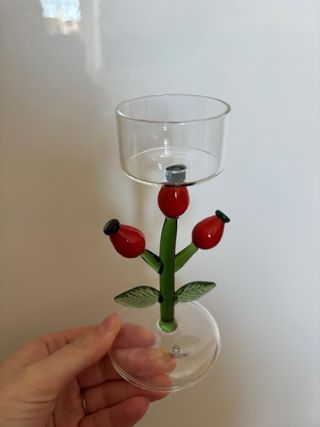 Portacandele in vetro a forma di fiore