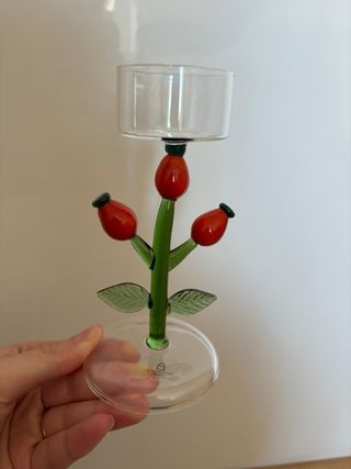 Portacandele in vetro a forma di fiore