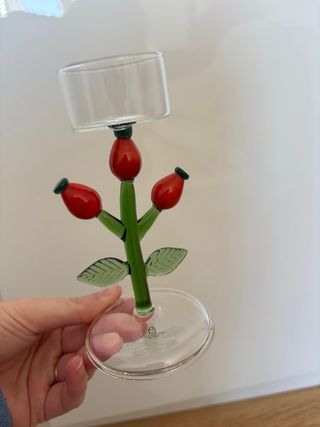 Portacandele in vetro a forma di fiore