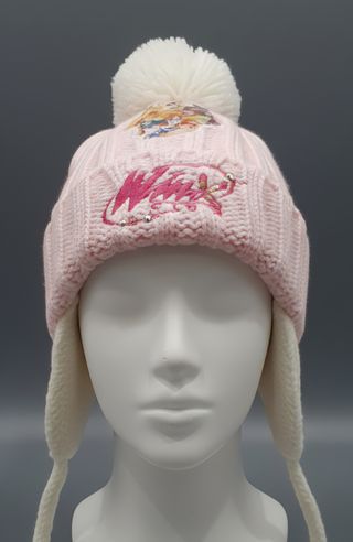 Caldo cappellino lana con pompon e copriorecchie