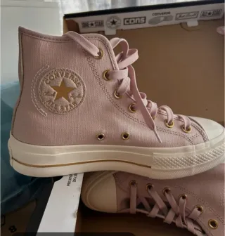 Zapatillas Converse Altas Rosas y Doradas