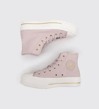 Zapatillas Converse Altas Rosas y Doradas