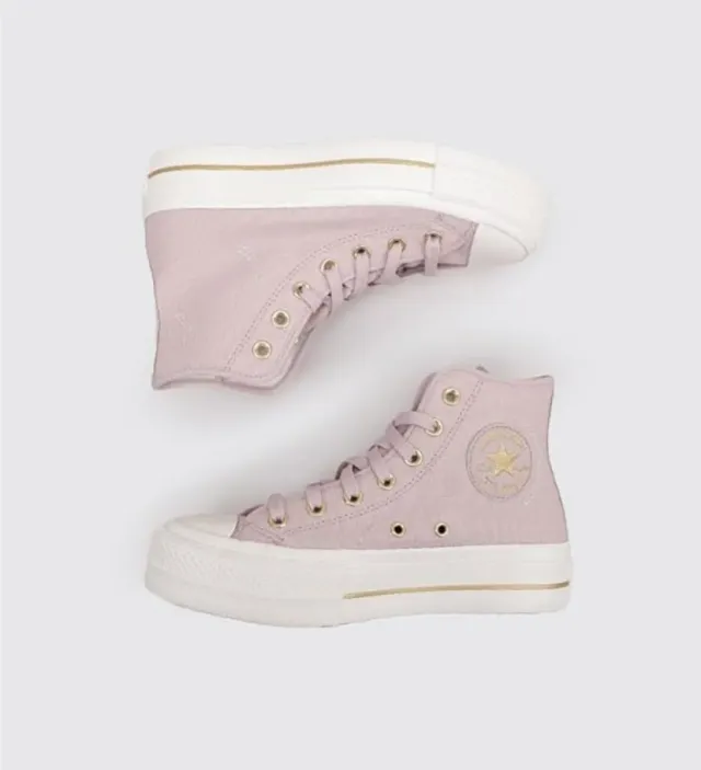 Zapatillas Converse Altas Rosas y Doradas