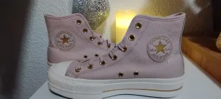 Zapatillas Converse Altas Rosas y Doradas