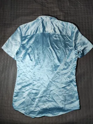 Camisa Azul de Satén Brillante ASOS Design