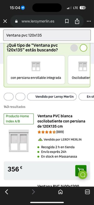 Ventana PVC Doble Cristal