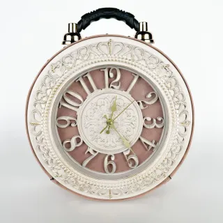 Bolso Diseño Reloj Vintage Dorado Rosa