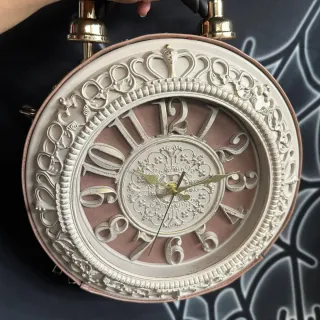 Bolso Diseño Reloj Vintage Dorado Rosa