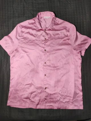 Camisa ASOS Rosa Satinada Manga Corta