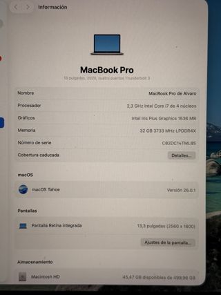 MacBook Pro 13 2020 i7 32GB RAM 512GB SSD