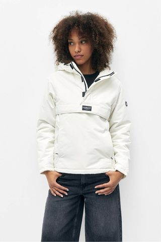Anorak abrigo blanco con capucha canguro