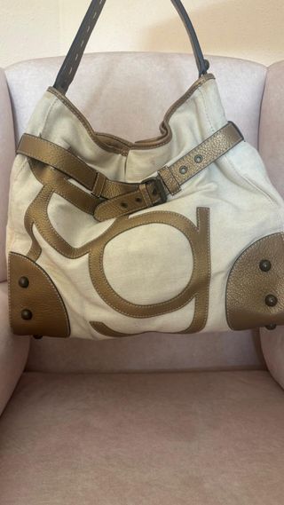 Bolso Purificación García Beige y Dorado