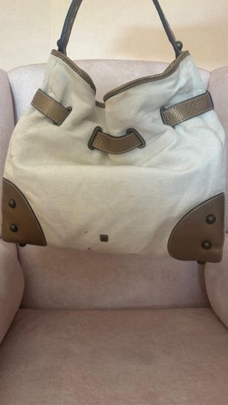 Bolso Purificación García Beige y Dorado