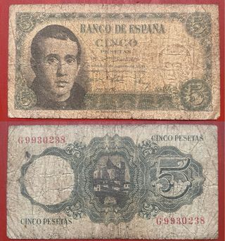 Spagna 🇪🇸 Spain banconota 5 pesetas 1951