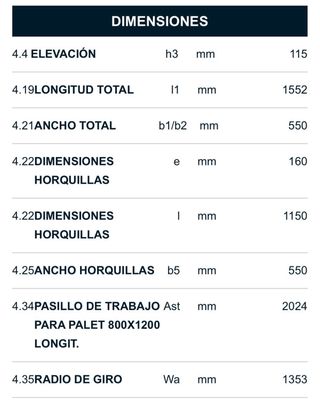 Transpaleta Eléctrica EY15L Li-Ion