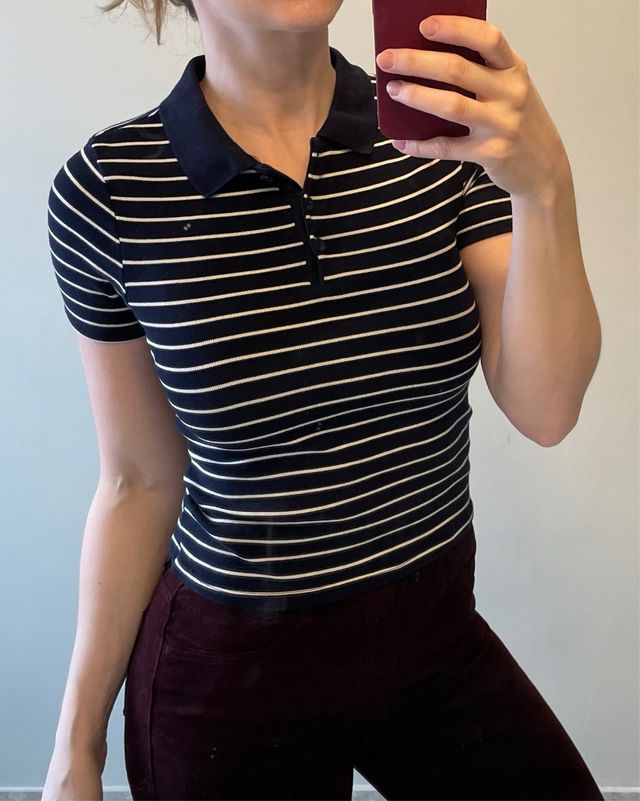 Polo punto Zara Algodón Rayas Talla S
