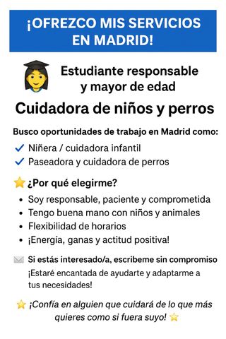 cuidadora y niñera en Madrid