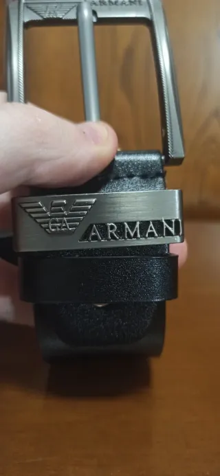 Cinturón Giorgio Armani Negro Hebilla Metálica