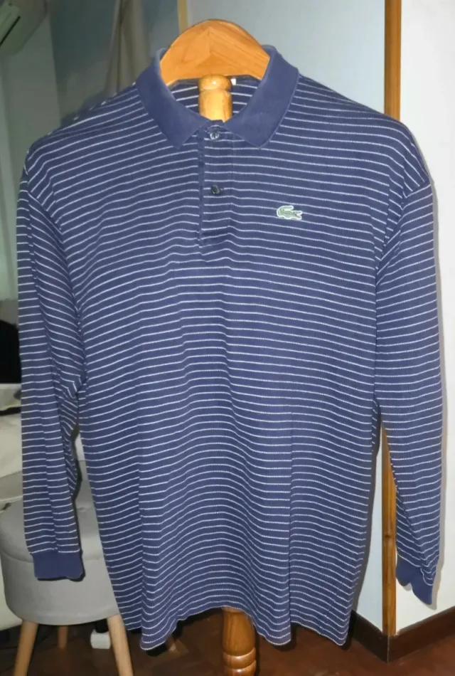 Polo Lacoste Rayas Manga Larga Talla XL