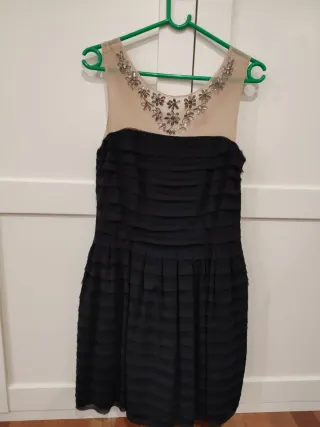 Vestido fiesta Derhy beige y negro