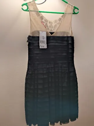 Vestido fiesta Derhy beige y negro