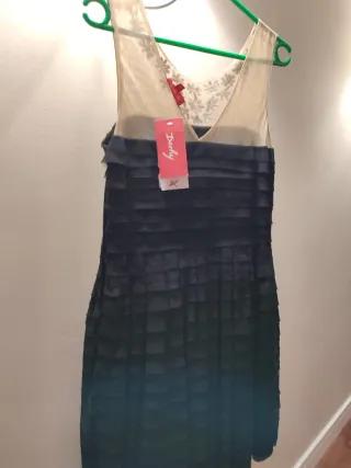 Vestido fiesta Derhy beige y negro