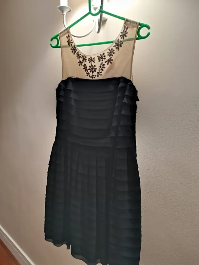 Vestido fiesta Derhy beige y negro