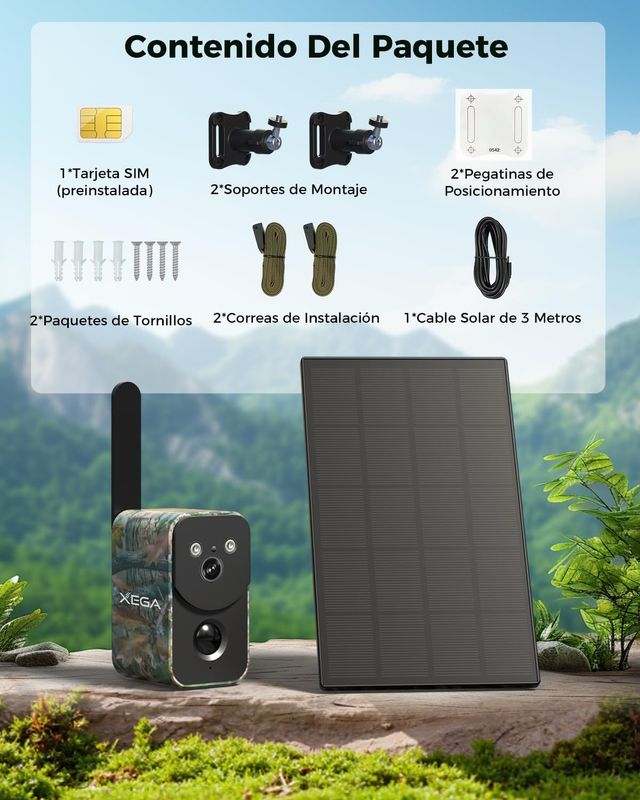 Fotocamera di Sorveglianza Solare 4G LTE Xega SIM / Solare