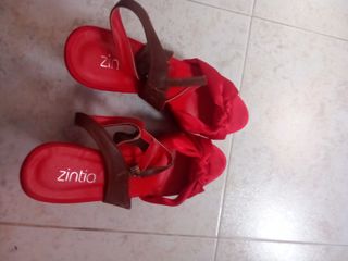 Sandalias Zintia Mujer Rojas y Marrones