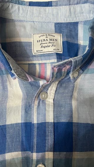 Camisa Sfera cuadros azul y rosa Talla M.