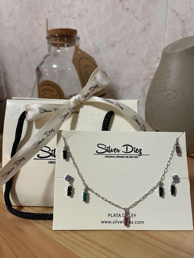 Conjunto Silver Diez collar y pendientes