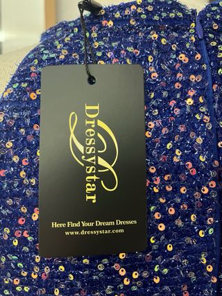 Vestido fiesta lentejuelas tul azul XL