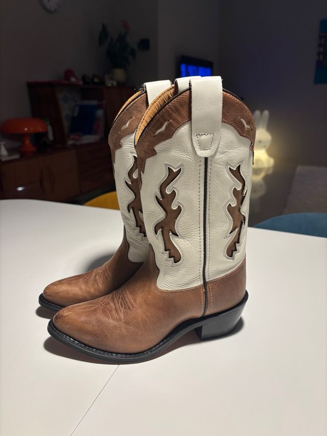Botas Cowboy Boot Stock Piel Marrón/Blanco