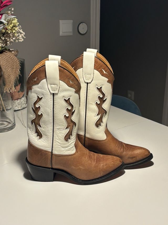 Botas Cowboy Boot Stock Piel Marrón/Blanco