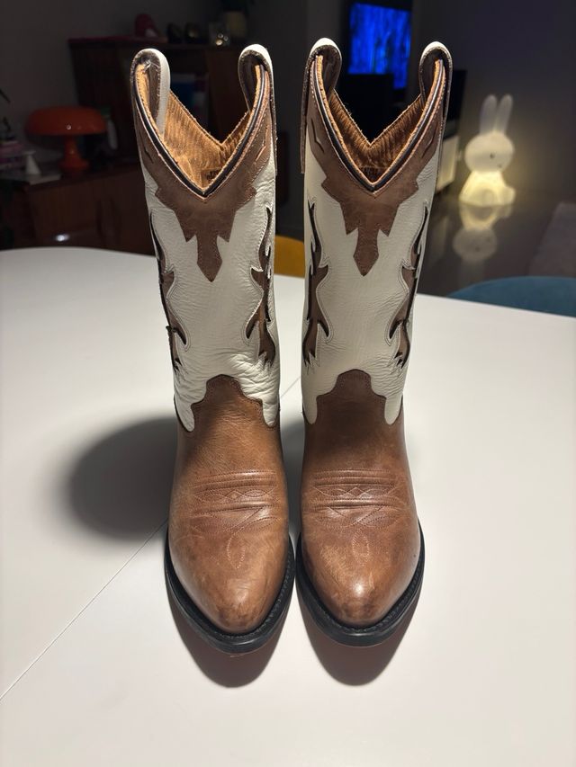 Botas Cowboy Boot Stock Piel Marrón/Blanco