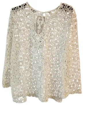 Blusa in pizzo beige/bianca