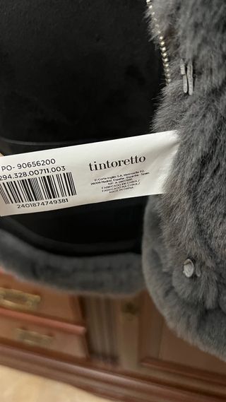 Chaqueta Tintoretto Negra Forro Pelito Gris Mujer