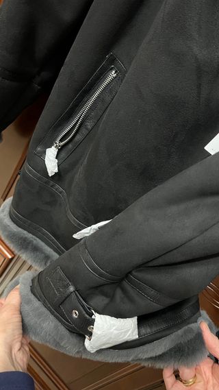 Chaqueta Tintoretto Negra Forro Pelito Gris Mujer