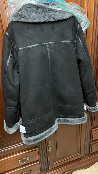 Chaqueta Tintoretto Negra Forro Pelito Gris Mujer