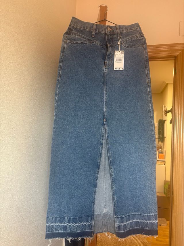 Falda Maxi Denim con Abertura