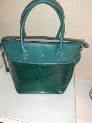 Bolso verde/petróleo efecto piel cocodrilo