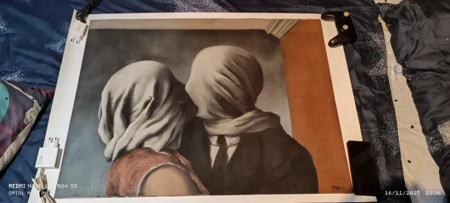 Lámina Les Amants de René Magritte en buen estado