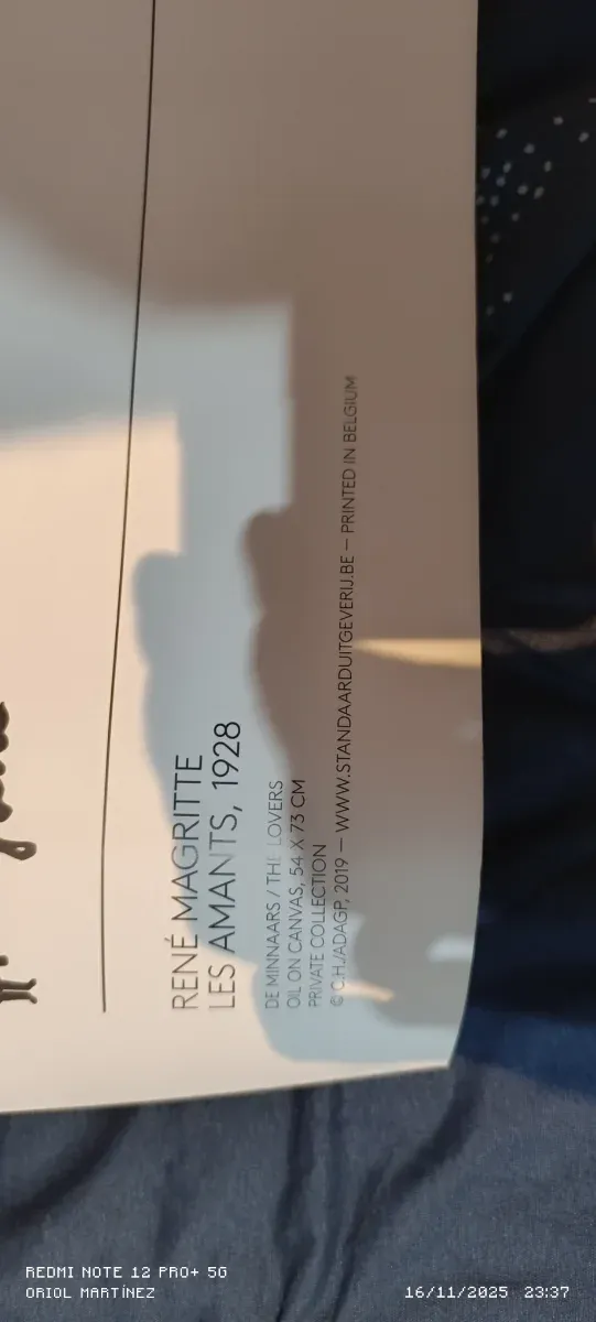 Lámina Les Amants de René Magritte en buen estado