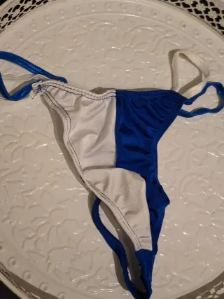 Calzoncillo tanga para hombre Azul/Blanco lencería