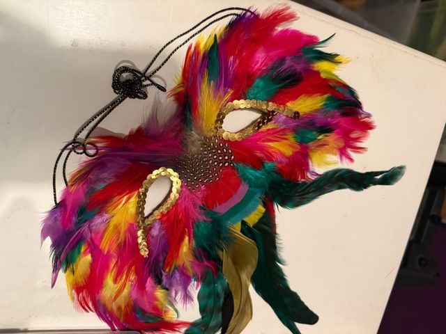 Maschera Veneziana con Piume Multicolor