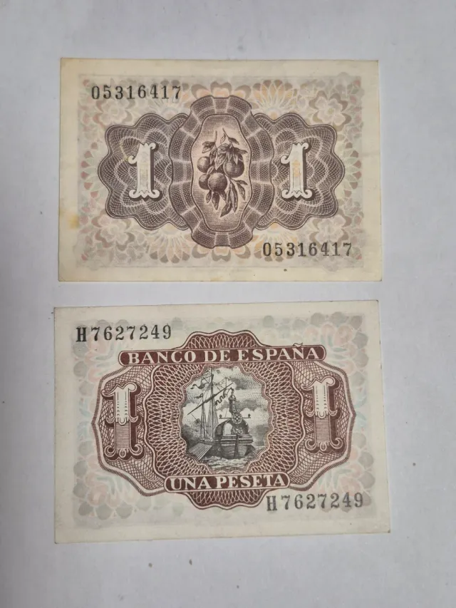 2 Billetes 1 Peseta Banco de España sin circular
