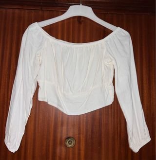 Blusa blanca manga larga talla S