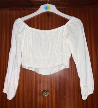 Blusa blanca manga larga talla S