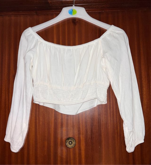 Blusa blanca manga larga talla S