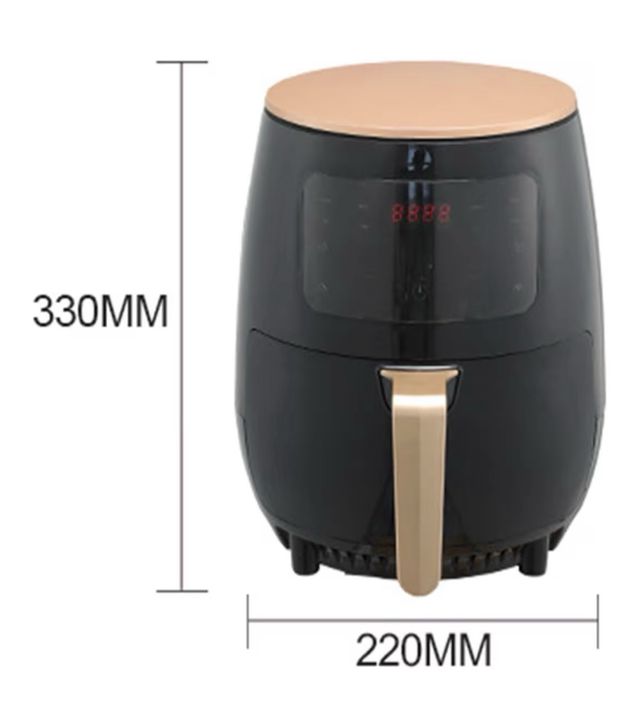 Freidora de aire negra y dorada